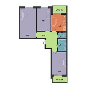 3 комнатная 81.15м²