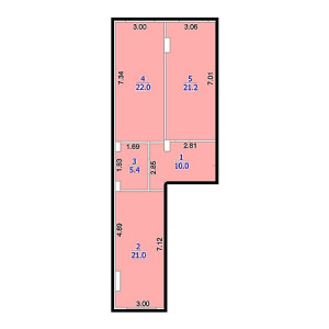 2 комнатная 79.6м²