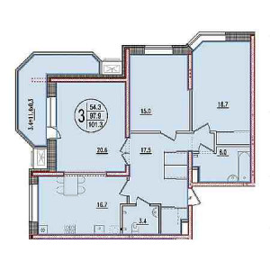 3 комнатная 101.3м²