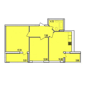 2 комнатная 62.57м²