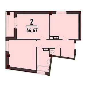 2 комнатная 64.67м²