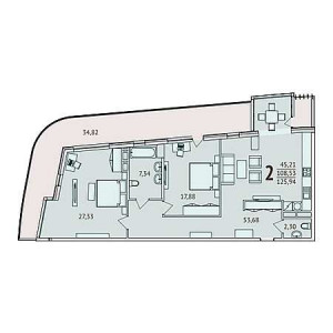 2 комнатная 125.94м²