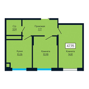 2 комнатная 47.15м²