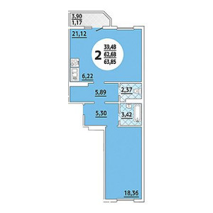 2 комнатная 63.85м²