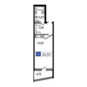 Студия 33.73м²