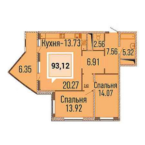 3 комнатная 93.12м²