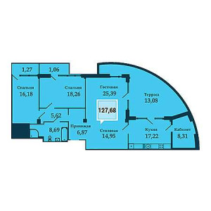 Пентхаус 127.68м²