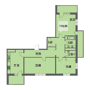 3 комнатная 118.05м²