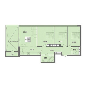 3 комнатная 112.83м²