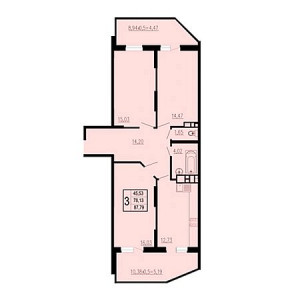 3 комнатная 87.79м²