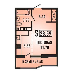 Студия 28.59м²