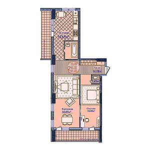 2 комнатная 67.22м²