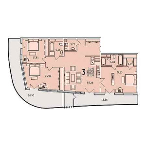 3 комнатная 172.98м²