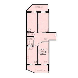 3 комнатная 87.72м²