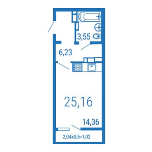 Студия 25.16м²