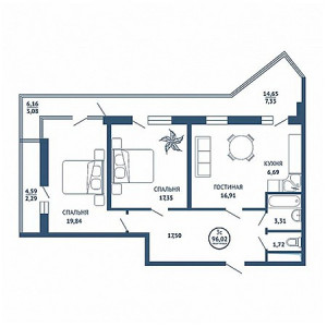 3 комнатная 96.02м²