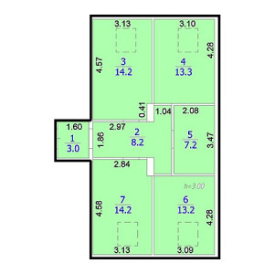 3 комнатная 73.3м²