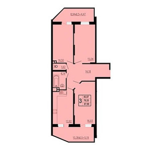 3 комнатная 87.99м²