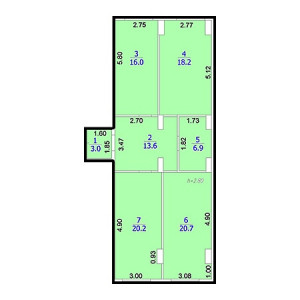 3 комнатная 98.6м²