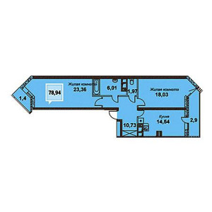 2 комнатная 78.94м²