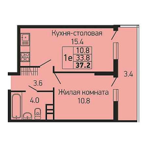 1 комнатная 37.2м²