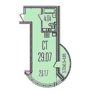 Студия 29.07м²