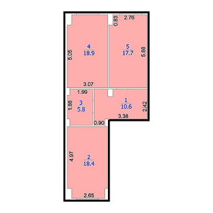 2 комнатная 71.4м²