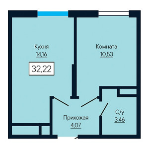 1 комнатная 32.22м²