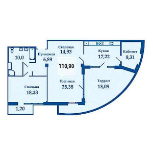 Пентхаус 110.9м²