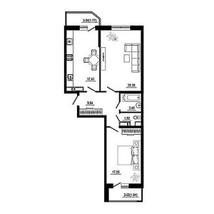 2 комнатная 75.9м²