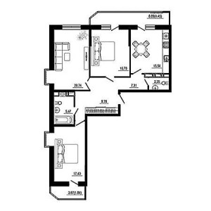 3 комнатная 101.64м²