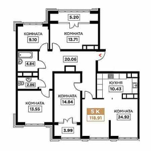 4+ комнат 118.91м²