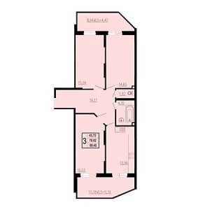 3 комнатная 88.48м²