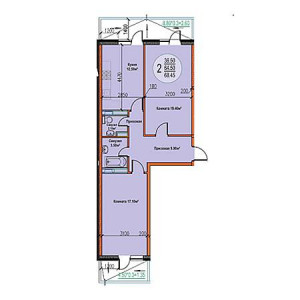 2 комнатная 68.45м²