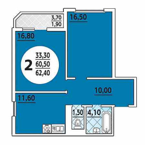 2 комнатная 62.4м²