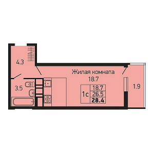 Студия 28.4м²