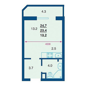 Студия 24.7м²