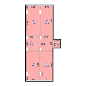 3 комнатная 105.4м²