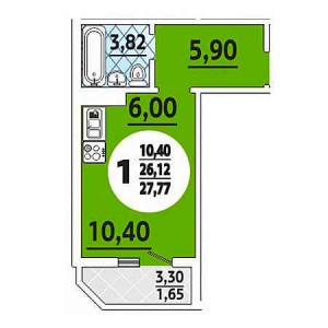 Студия 27.77м²