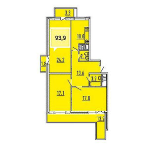 3 комнатная 93.9м²