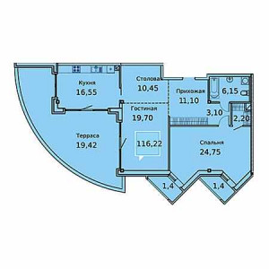 Пентхаус 116.22м²