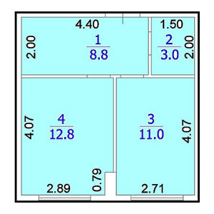 1 комнатная 35.6м²