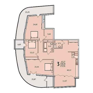 3 комнатная 171.91м²