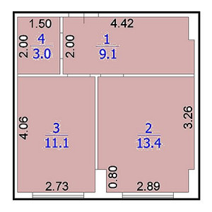 1 комнатная 36.6м²