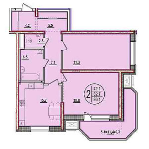 2 комнатная 86.1м²