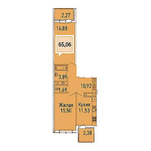 2 комнатная 65.06м²