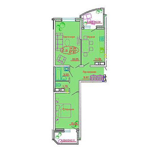 2 комнатная 67.81м²