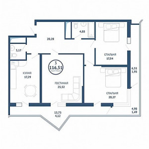 3 комнатная 116.51м²