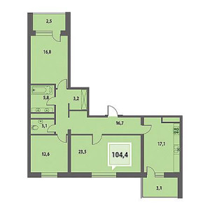 3 комнатная 104.4м²