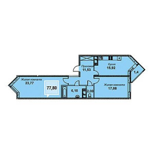 2 комнатная 77.8м²